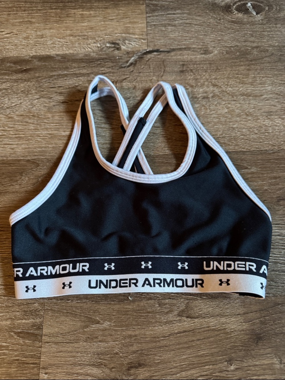 Under Armour Girls Black & White Sports Bra - Light Support